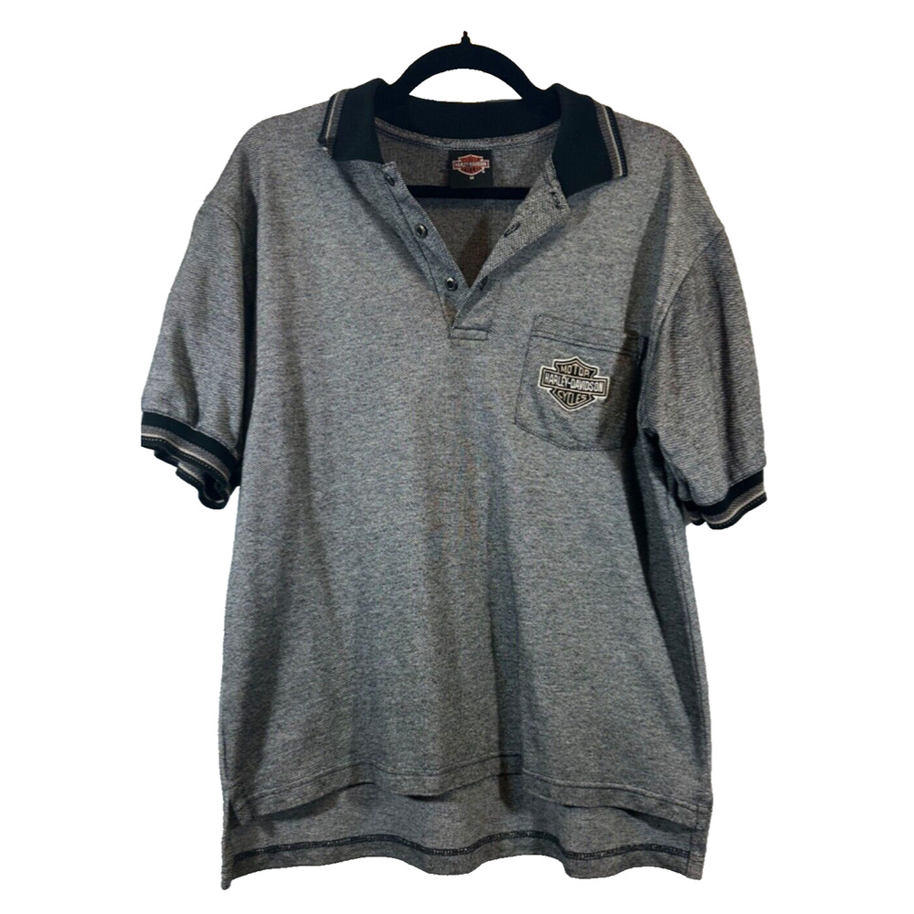 Vintage Harley Davidson Polo Shirt Men's M Gray Rocky Mtn Denver Motorcycles D3